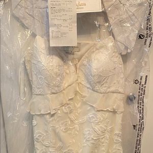 Sachin & Babi White Lace Open Back Long Dress